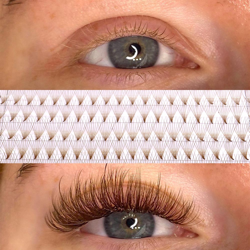 320 Colored Pointy Base Brown  - огляд і ціна Eyelash Extension Russian Volume